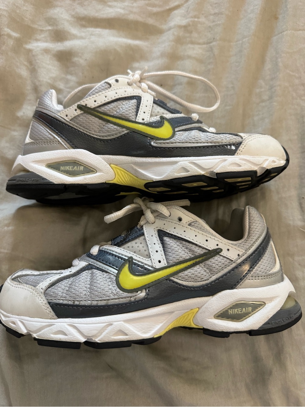 Nike White, Gray & Yellow Women's Athletic Running Shoes